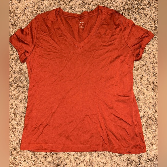 Burnt Orange V-Neck Top